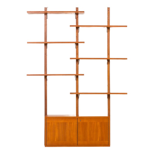 Mid-Century Scandinavian Teak Wall Unit, 1970s For Sale