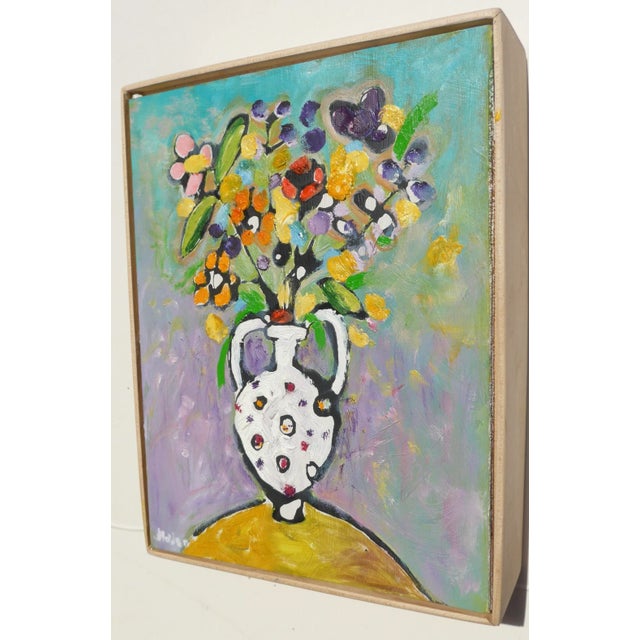 Abstract Martha Holden " Flowers in Colors" Framed Oil Painting For Sale - Image 3 of 6
