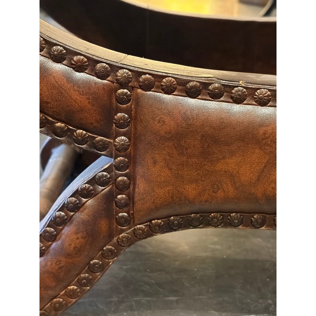 Pair Tuscan Leather Foot Stools For Sale In Phoenix - Image 6 of 10