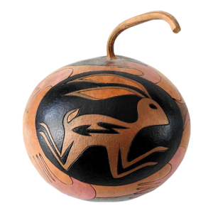 Ridge Kunzel Carved Gourd Hare & Tortoise Native American Art Rare Theme Easter Decor