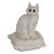 Alabaster Cat on Pillow Figurine Glass Eyes Made in Greece For Sale
