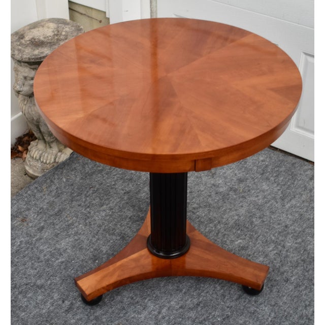 Ethan Allen Ethan Allen Black Cherry Round Pedestal Accent Table Biedermeier Empire Style For Sale - Image 4 of 16