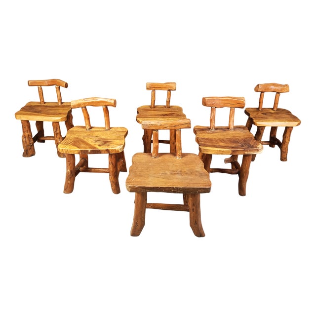 Vintage Brutalist Sculptural Dining Chairs, 1960s, Set of 6 For Sale