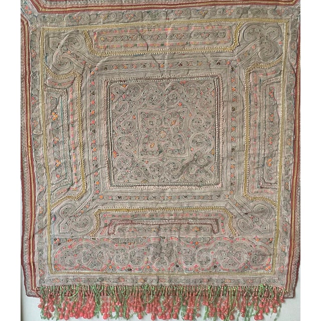 Asian Antique "Antique Hmong Paj Ntaub Story Cloth, Hand-Stitched Textile Art, Framed" For Sale - Image 3 of 16