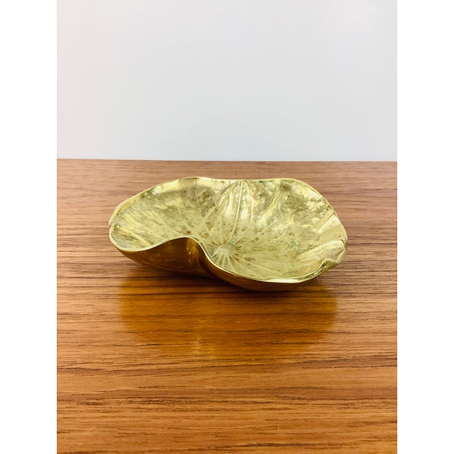 Vintage Brass Lotus Tray lotus leaf design curled edges made of brass great size for rings or standard business cards...