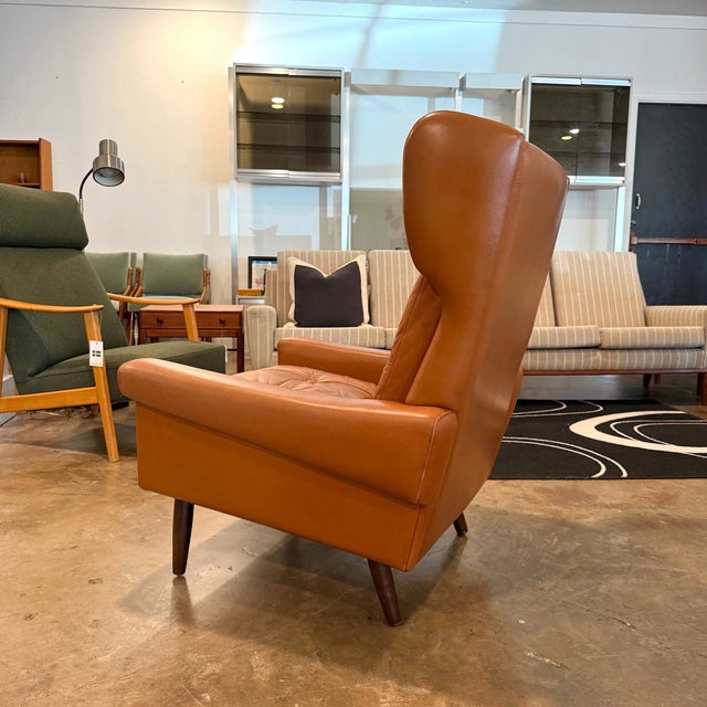 Mid-Century Modern Mid 20th Century Danish Leather Lounge Chair Attributed Svend Skipper For Sale - Image 3 of 6