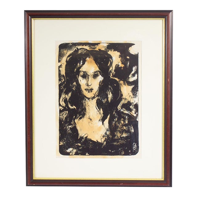 “Woman” Mixed Media Abstract Print Signed by Joan Farrar For Sale