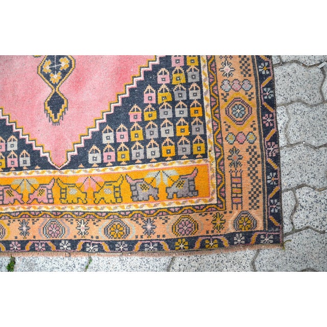 1960s Pink Oushak Modern Tribal Area Living Room Decor Rug For Sale - Image 9 of 11