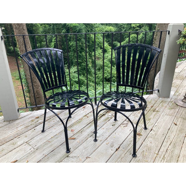 Francois Carre 1950s Francois Carre Petite Fan Back Garden Chairs - Group of 6, Attributed For Sale - Image 4 of 12