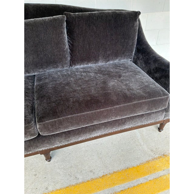 Charcoal Art Co. Transitional Charcoal Velvet Magritte Sofa For Sale - Image 8 of 8