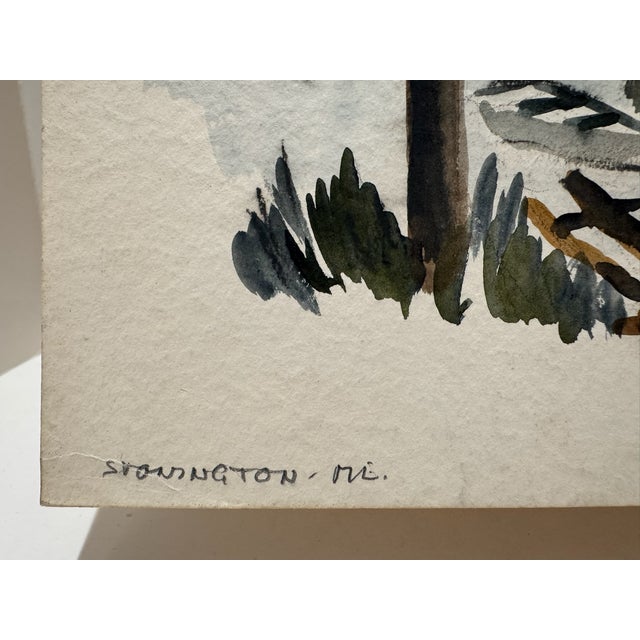 1940s Henry Emil Salloch Original Watercolor on Stonington, Me. 1949. For Sale - Image 5 of 8