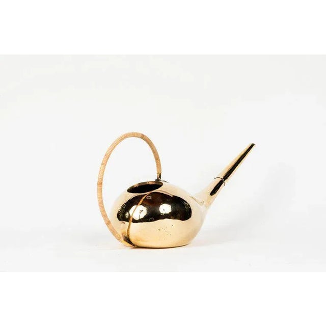 Mid-Century Modern Carl Auböck #3632 Watering Can in Polished Brass and Cane For Sale - Image 3 of 10