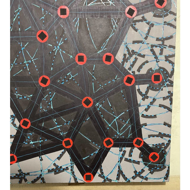 W.C. Richardson, Stop Flats Night Stops Abstract Geometric Modernist Oil Painting W.C. Richardson, 1990 For Sale - Image 11 of 12