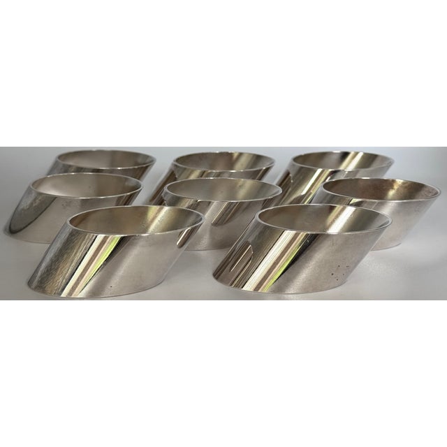 Metal Vintage Contemporary Silver-Plated Napkin Rings, Polished - Set of 8 For Sale - Image 7 of 12