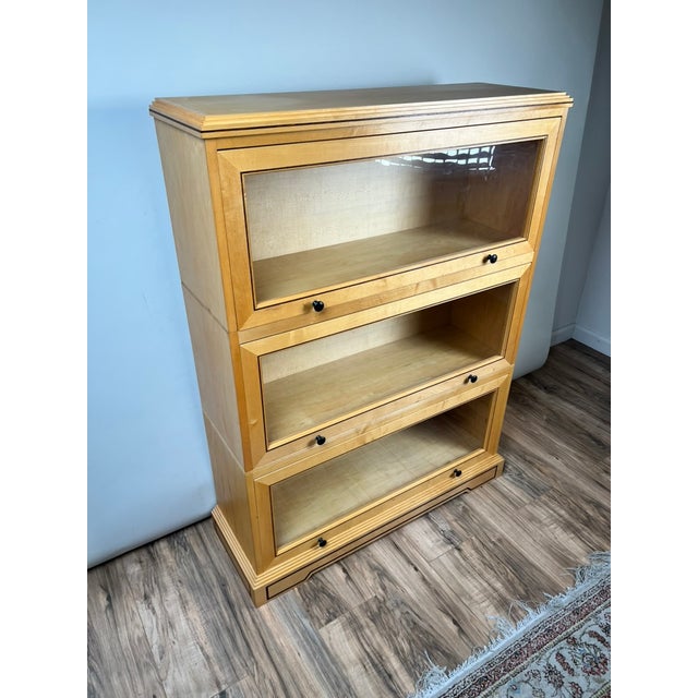 Wood Vintage Bench Made Maple With Wenge Inlay Three Stack Barrister Bookcase For Sale - Image 7 of 11