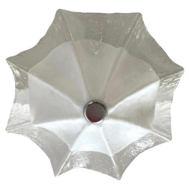 Gold Flush Mount in White Murano Glass and Chrome from A.V. Mazzega, Italy, 1970s For Sale - Image 8 of 8