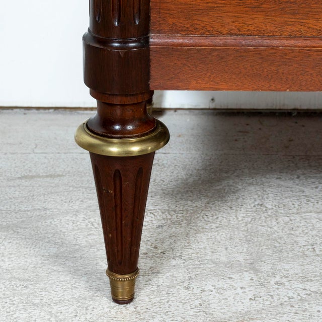20th Century French Louis XVI Style Maison Jansen Three-Drawer Mahogany Commode With Cararra Marble Top For Sale - Image 13 of 18