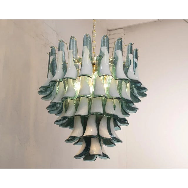 Metal White and Octanium Murano Glass Petal Chandelier, Italy, 1990s For Sale - Image 7 of 11