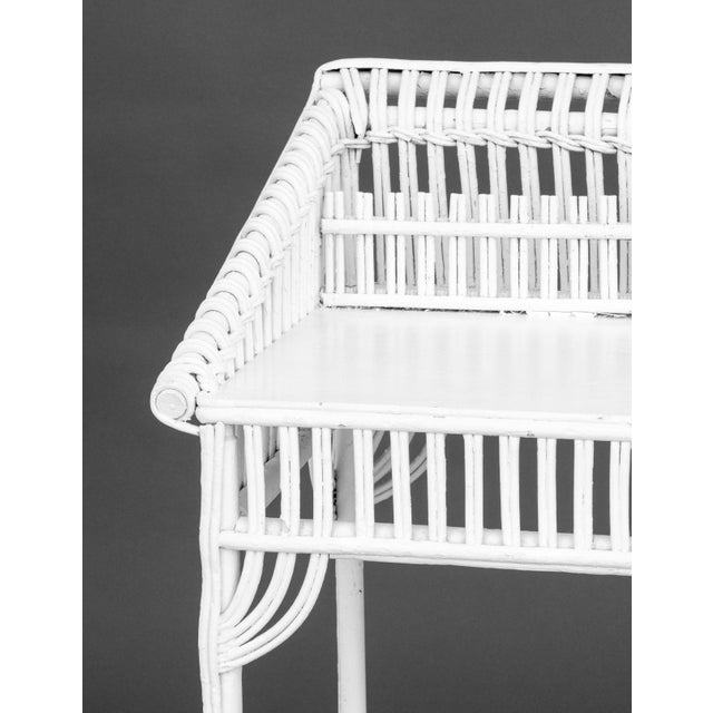 Contemporary Vintage White Wicker Desk For Sale - Image 3 of 8