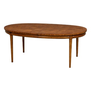 1960s Parque 68”-104” Walnut and Burl Oval Dining Table For Sale