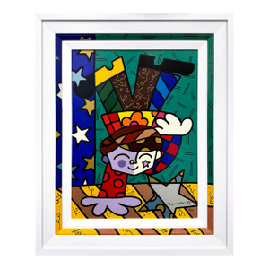 Romero Britto, Upsidedown Too (Custom Framed Hand Signed Silkscreen on Gesso Board), 2001
