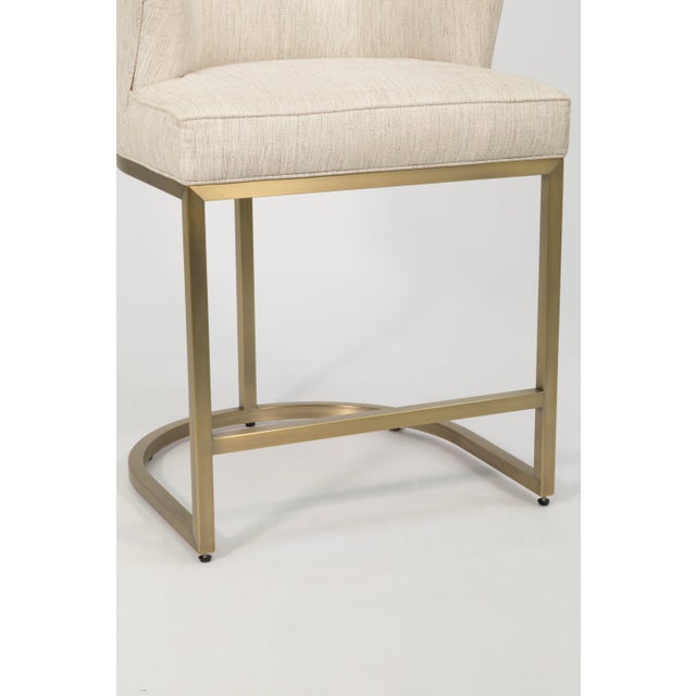 Set of 3 Vanguard Furniture Cream Upholstered Counter Stools With Brass Base For Sale In Detroit - Image 6 of 8