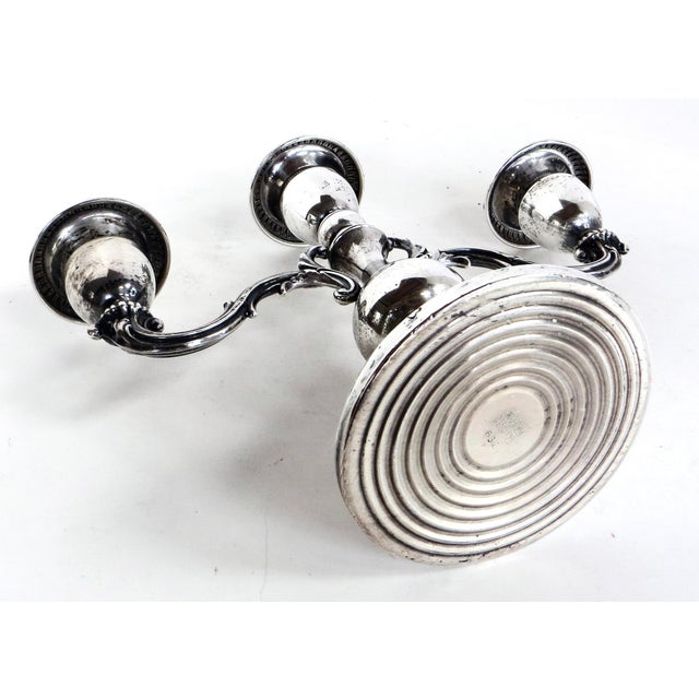 Early 20th C Pair of Three Armed Sterling Silver Candlabras Circa 1910 For Sale - Image 10 of 11