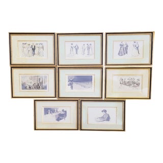 Vintage Charles Dana Gibson "Gibson Girls" Framed Lithograph Wall Art From the Breakers Hotel Palm Beach Set 8 For Sale