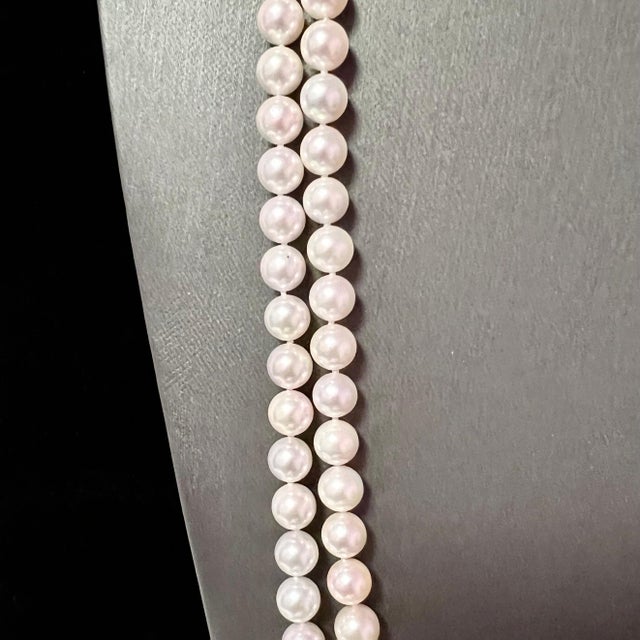 Akoya Pearl Diamond Necklace 14k Y Gold Certified For Sale - Image 4 of 10