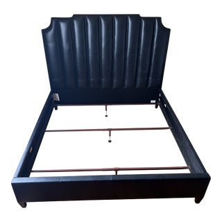 Navy Black Leather King Bed Frame For Sale