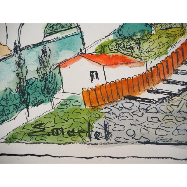 Elisee MACLET The village of Corté in Corsica Watercolor on vellum Signed lower left Signed on the back On vellum 30 x 37...