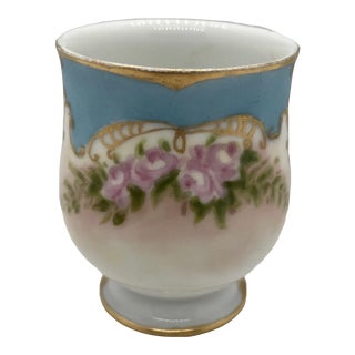 Antique Cfh Gdm France Limoges Handleless Teacup or Vase-Hand Painted For Sale