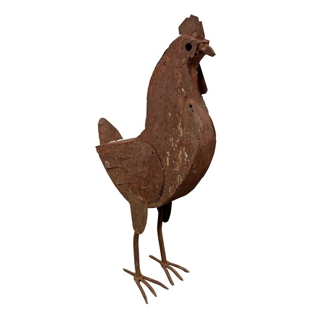 American Folk Art Hand-Made Iron Rooster For Sale - Image 3 of 13