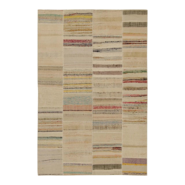 Rug & Kilim’s Patchwork Kilim in Polychromatic Stripes For Sale