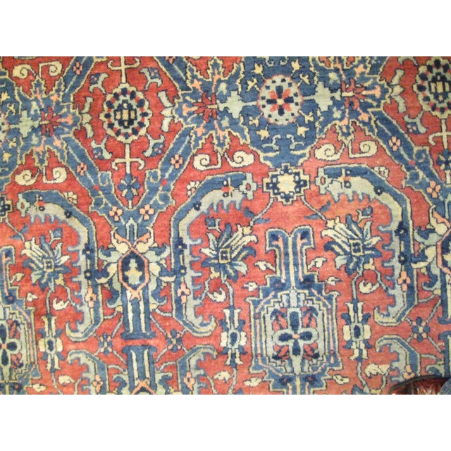 Indian Antique Indian Sultanabad Wool 12x16 Red, Blue & Ivory Handmade Area Rug #9902404 For Sale - Image 3 of 4