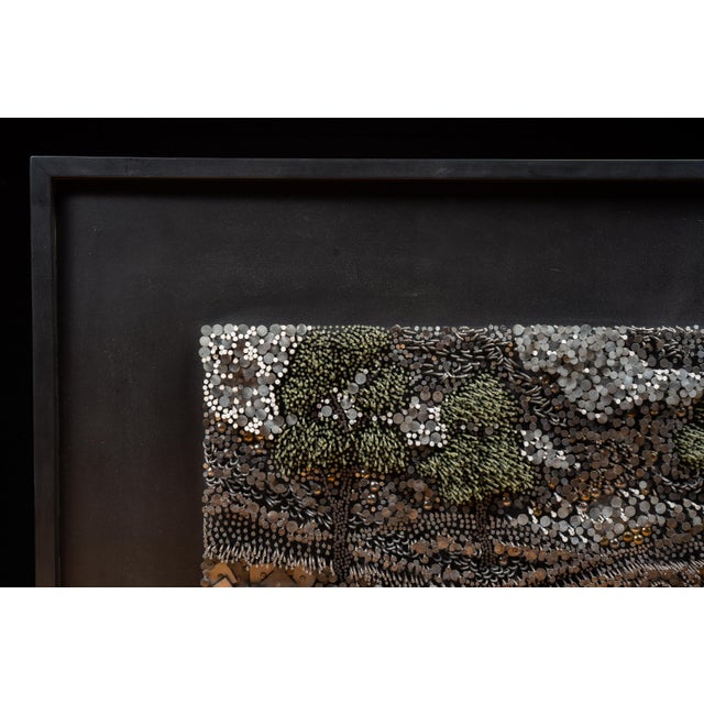 Original mixed-media dimensional relief signed and dated "Hesla '84" at the lower right. The composition depicts an...