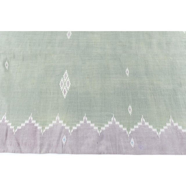 Doris Leslie Blau Mid-Century Indian Dhurrie Sage Flatweave Cotton Rug For Sale - Image 10 of 11