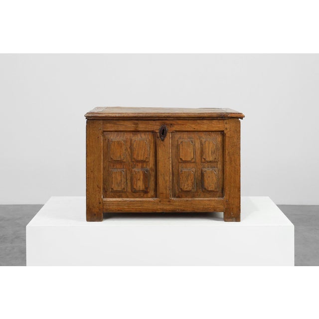 Rustic Rustic Oak Paneled Trunk or Chest, France, 18th Century For Sale - Image 3 of 16