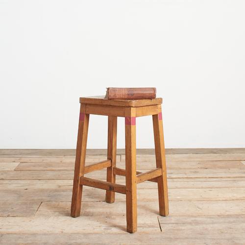 Wood Vintage Wooden School Lab Stool For Sale - Image 7 of 7