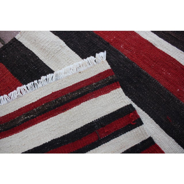 1980s Tribal Red Striped Cappadocia Kilim For Sale - Image 12 of 13