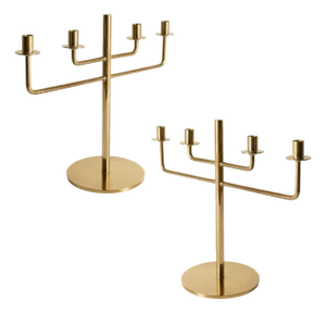Scandinavian Modern Brass Candle Holder Candelabra by Hans-Agne Jakobsson, Pair
