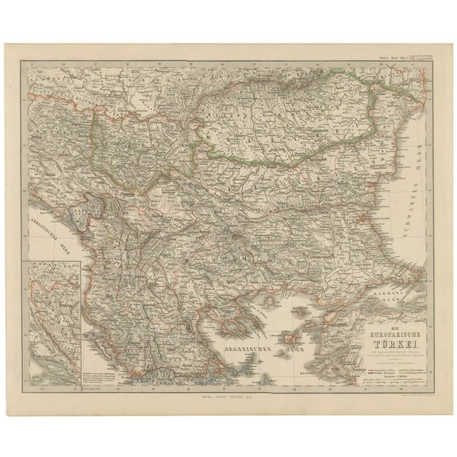 Map of Turkey with Balkan and Ottoman Provinces, 1858 For Sale
