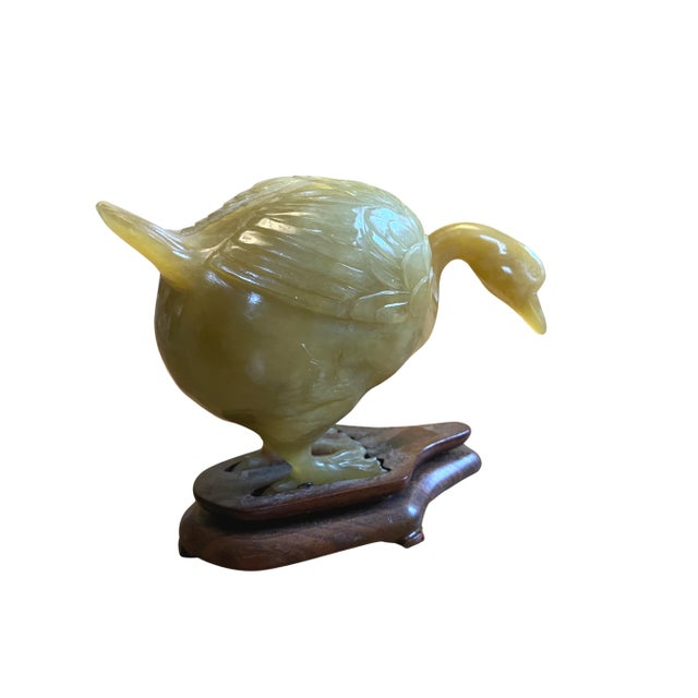 1960s Vintage Carved Chinese Serpentine Jade Swan Goose For Sale - Image 5 of 12