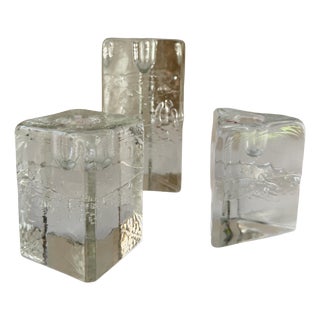 Arkipelago Ice Glass Candleholders by Timo Sarpaneva for Iittala, Finland, 1980s, Set of 3 For Sale