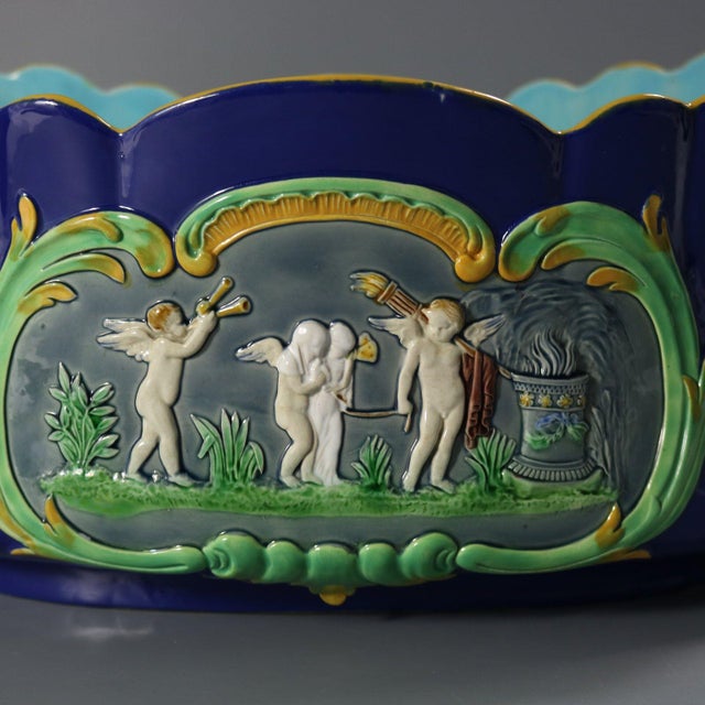 Minton Majolica Cupids Oval Jardiniere For Sale - Image 10 of 16