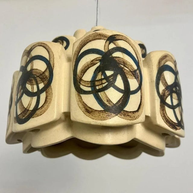 Ceramic Flower Pendant Light, Denmark, 1970s For Sale - Image 3 of 11