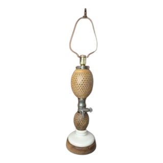 Late 19th Century French Victorian Cane Wrapped Seltzer Bottle Lamp For Sale