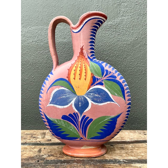 Vintage Mexican Hand Painted Pitcher For Sale - Image 11 of 12