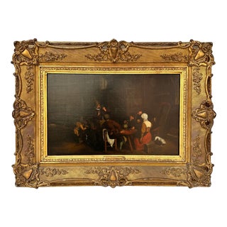 Dutch School, Genre Scene, 1800s, Oil on Board For Sale