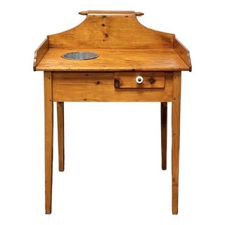 Antique 19th Century Primitive Pine Washstand For Sale